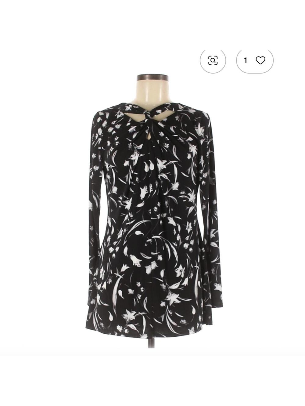 White House Black Market Black Floral Casual Dress Size M
